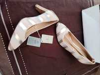 Skórzane czółenka be natural 36 wkł. 23 cm obcas 6,5cm skóra wegańska