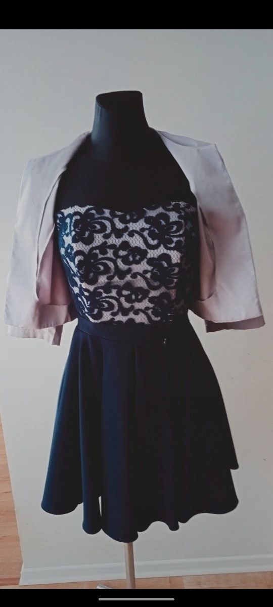 Elegancka sukienka  granatowa gorset
