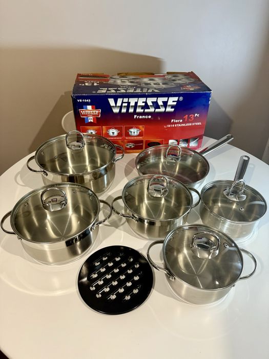 Набір кастрюль/сковорідка/ковш нержавійка Vitesse 13 шт товсте дно