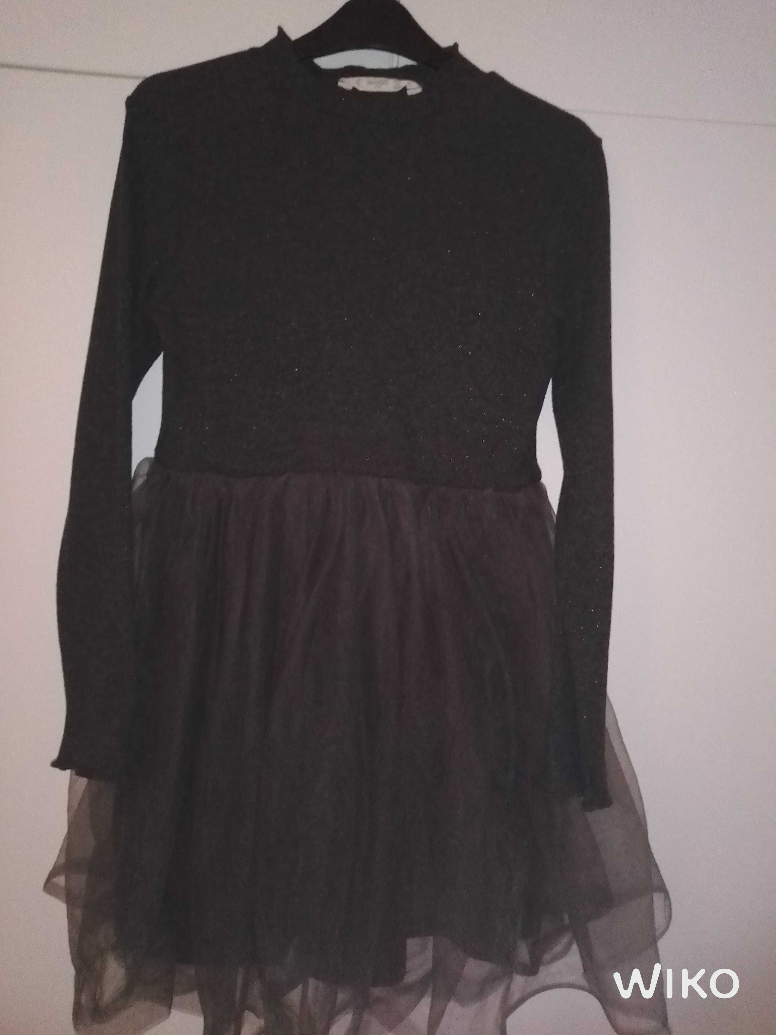 Vestido Mango de malha com tule