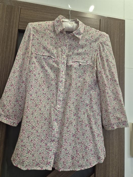 Koszula w łączkę Massimo Dutti R.38 jedwabna