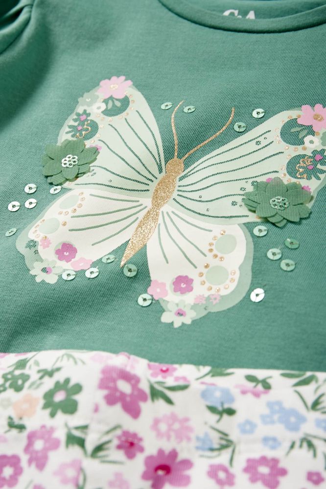 Motyl - komplet - sukienka, legginsy i torebka (r. 104)