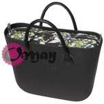 Czarny organizer do OBAG STANDARD cudne konwalie 2 kieszenie OMAY.PL