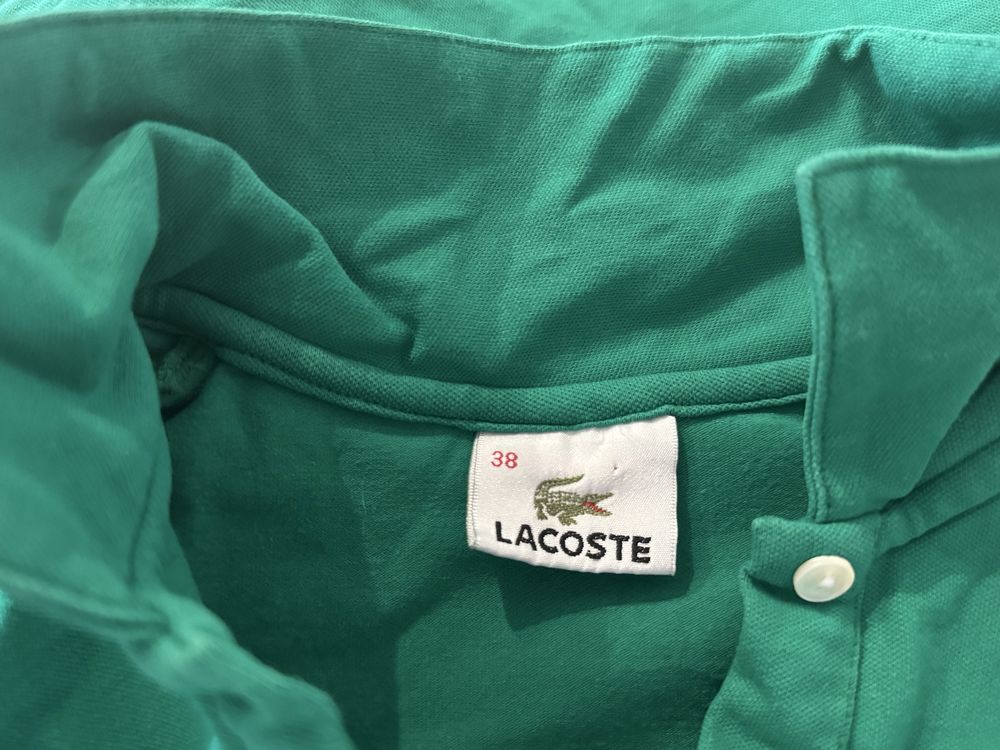 Koszulka Polo Lacoste XS damska zielona logowana vintage pocket