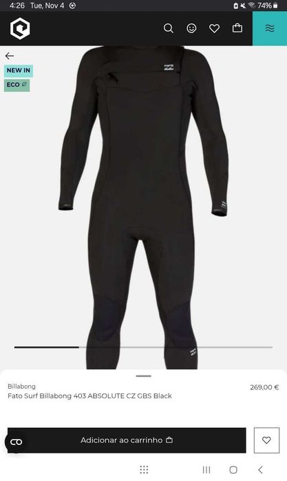 Fato Surf Wetsuit Billabong 4/3mm FOIL series neoprene homen, tmanho M