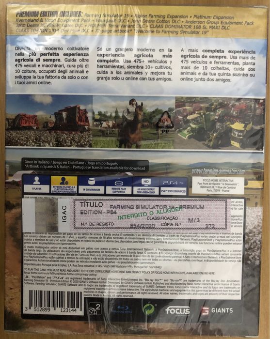 Farming simulator 19 premium edition ps4 novo