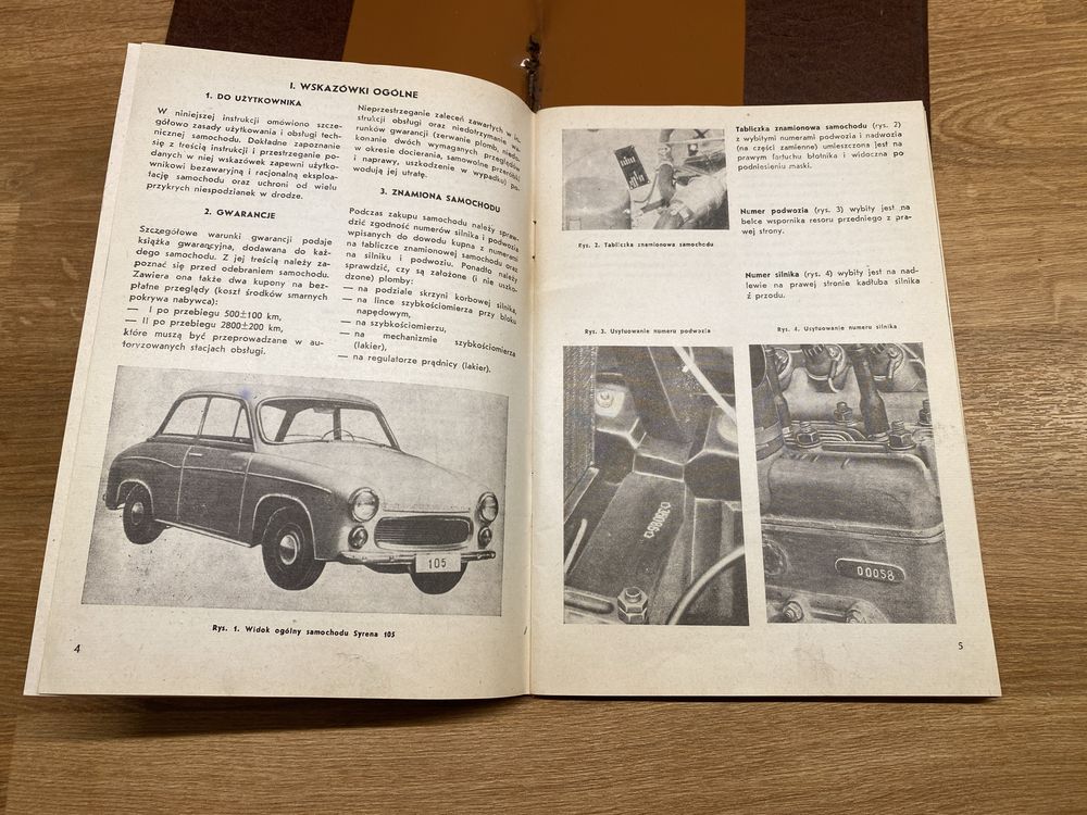 Syrena 105 FSM instrukcja obsługi samochodu 1973