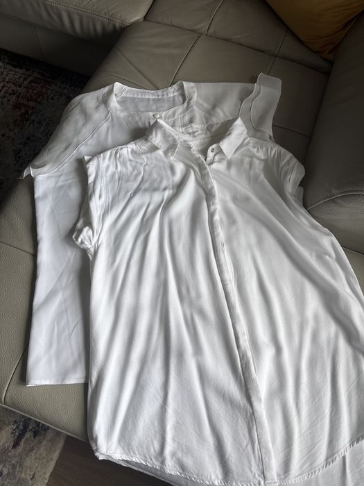 Dwie białe bluzki damskie  zestaw bluzka koszulowa r. 42 XL