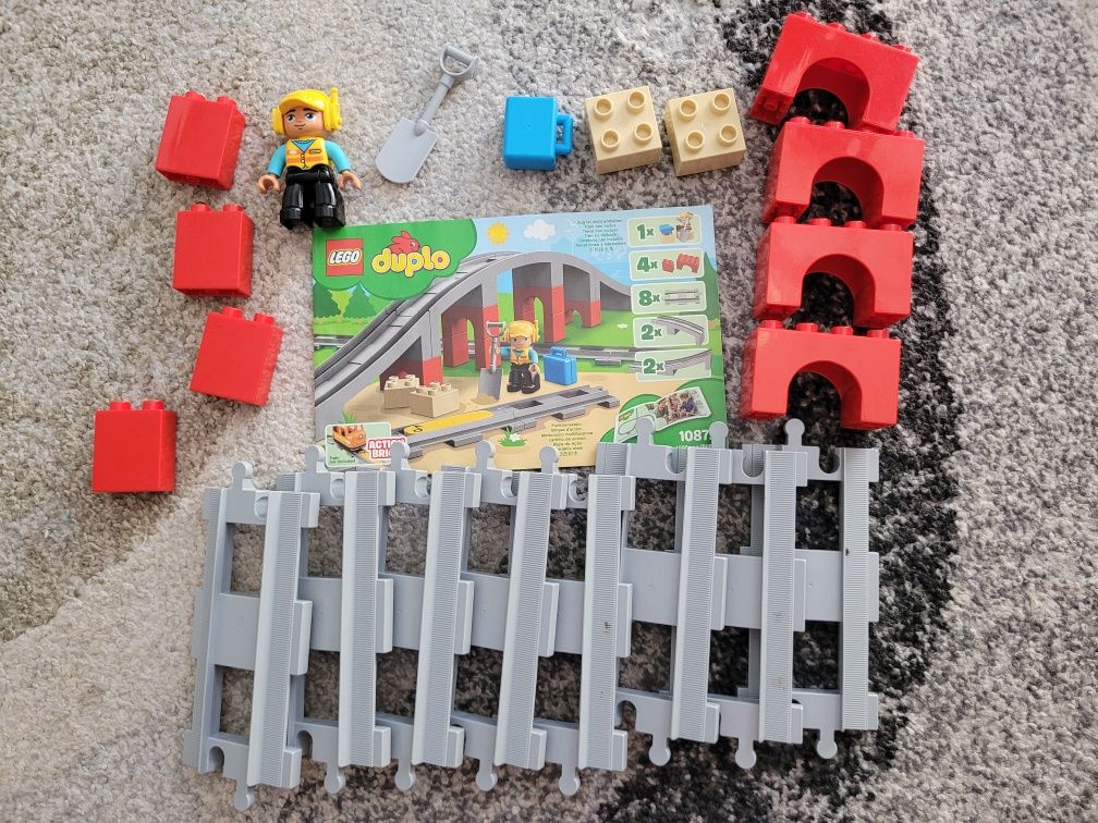 LEGO Duplo Pociąg parowy 10874 Most Wiadukt 10872 Zwrotnice 10882