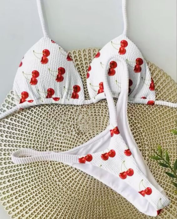 Гарне модне міні бікіні купальник з прінтом вішні роздільний купальник