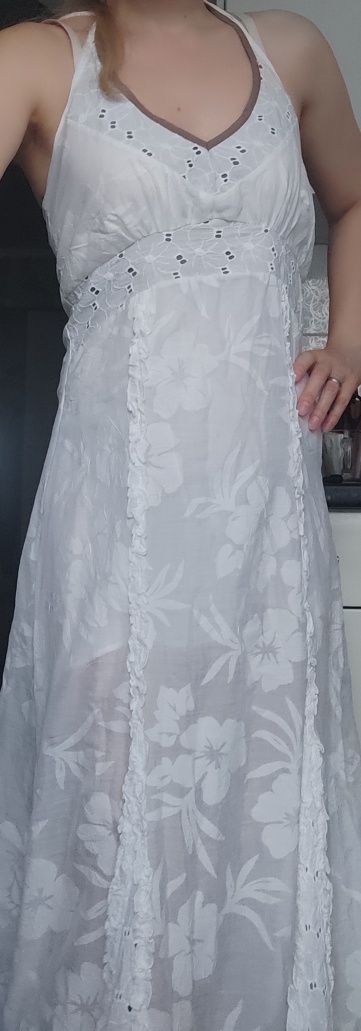Женское хлопковое белое платье макси