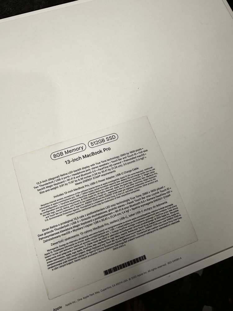 Laptop Apple MacBook Pro M1 8GB/512GB A2338