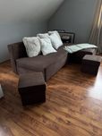 Rogówka sofa pufy komplet czekoladowy brązowy wypoczynek kanapa