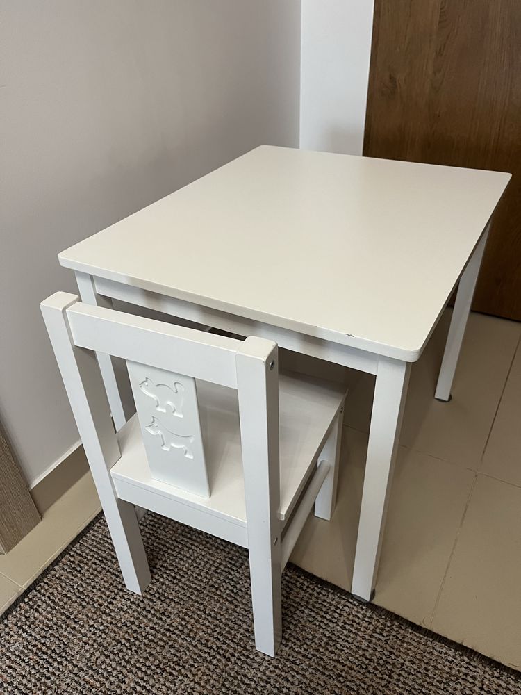 Stolik i krzeslo ikea kritter bialy