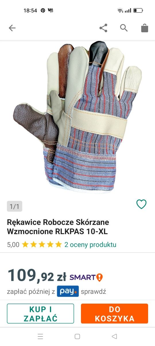 Rękawiczki robocze wzmacniane skórą