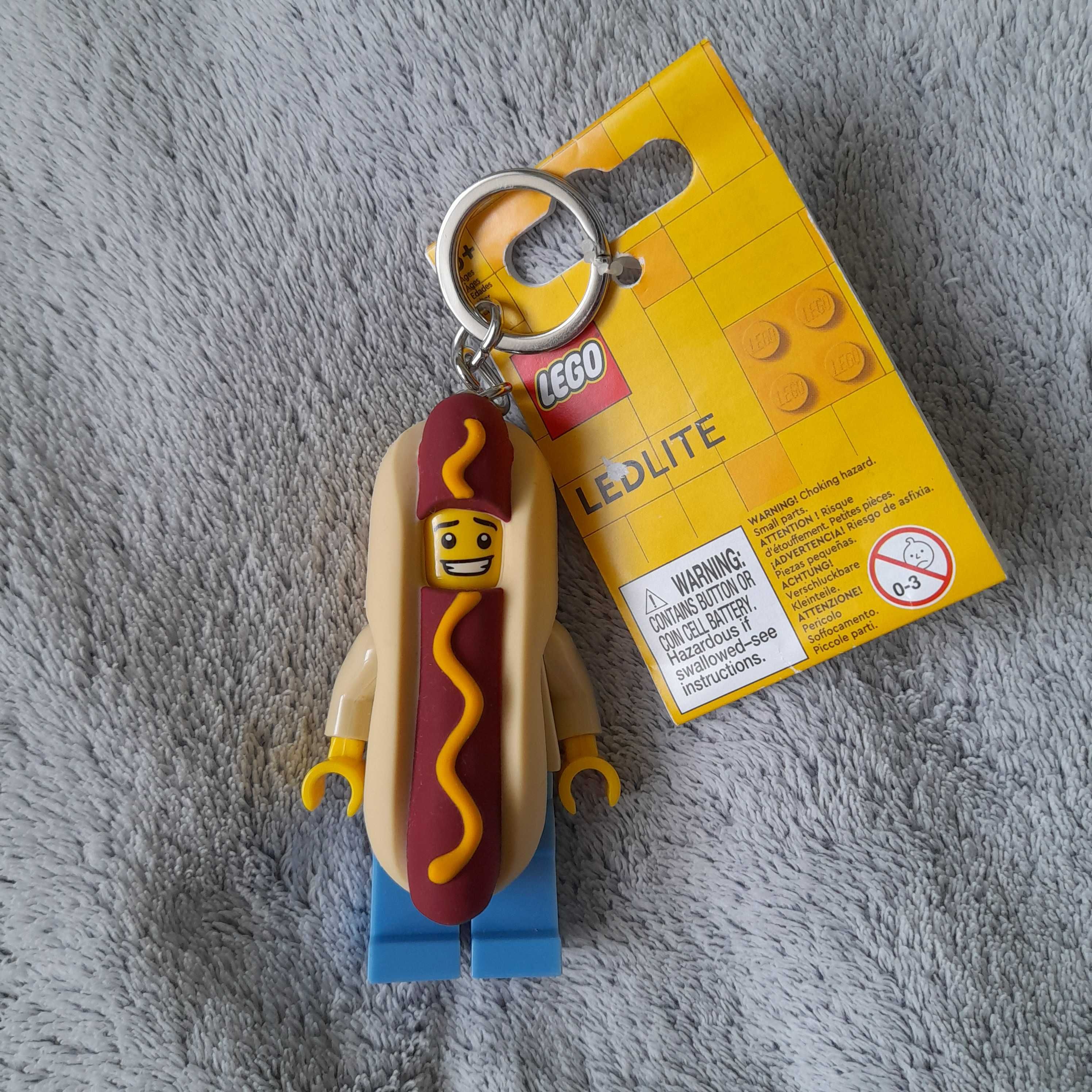 Lego brelok breloczek z latarką w kształcie człowieka-hot doga