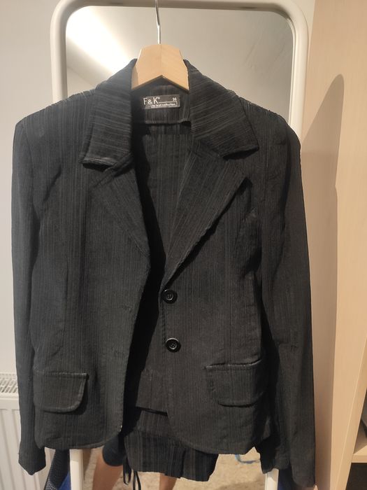 Garnitur damski sztruks czarny marynarka r XS S