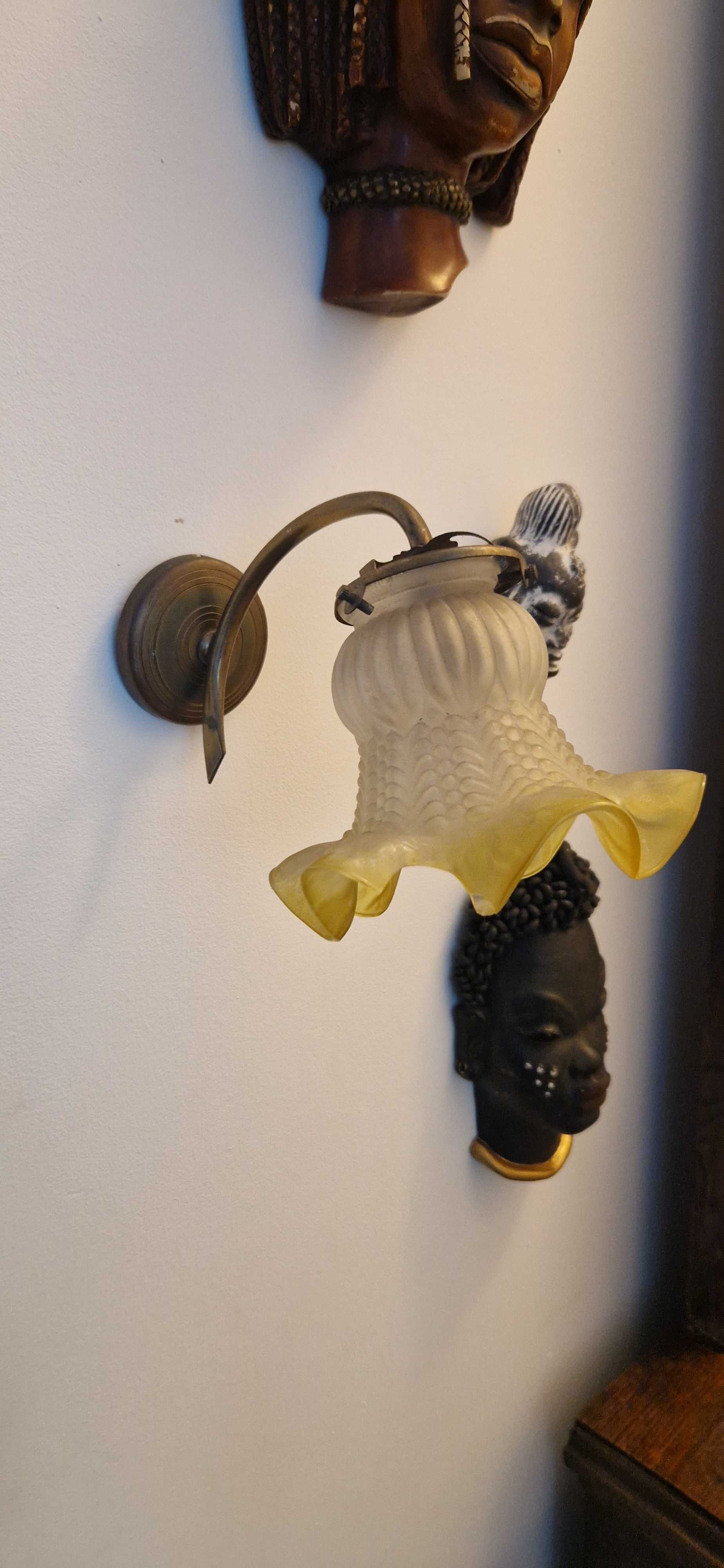 Antyk kinkiet mosiadz secesja klosz art deco unikat lampa design boho