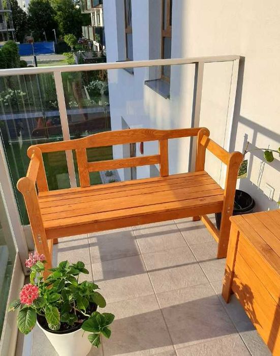 Nowoczesna ŁAWKA OGRODOWA Drewniana Dwuosobowa Producent - WYPRZEDAŻ