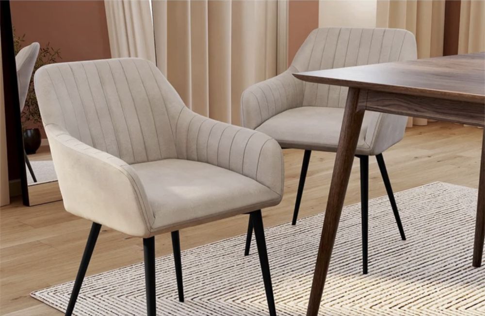 Cadeiras de jantar contemporâneas – 4 novas em caixa em veludo