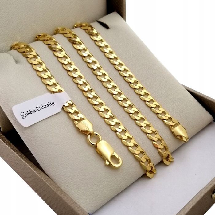 Złoty Łańcuszek Męski Splot Pancerka Próba 925/585 Prezent Dla Syna, B