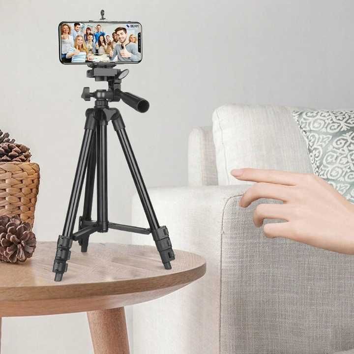 STATYW NA APARAT telefon stojak tripod 103cm uchwyt do zdjęć z pilotem