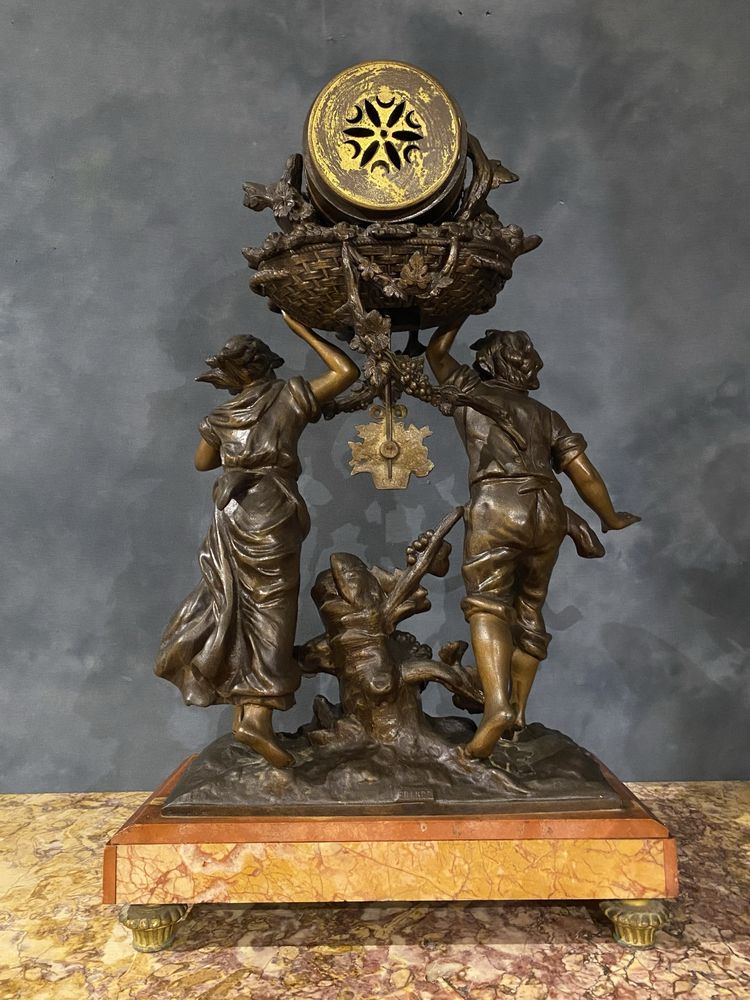 Zegar kominkowy figuralny - Francja XIX w. Moreau