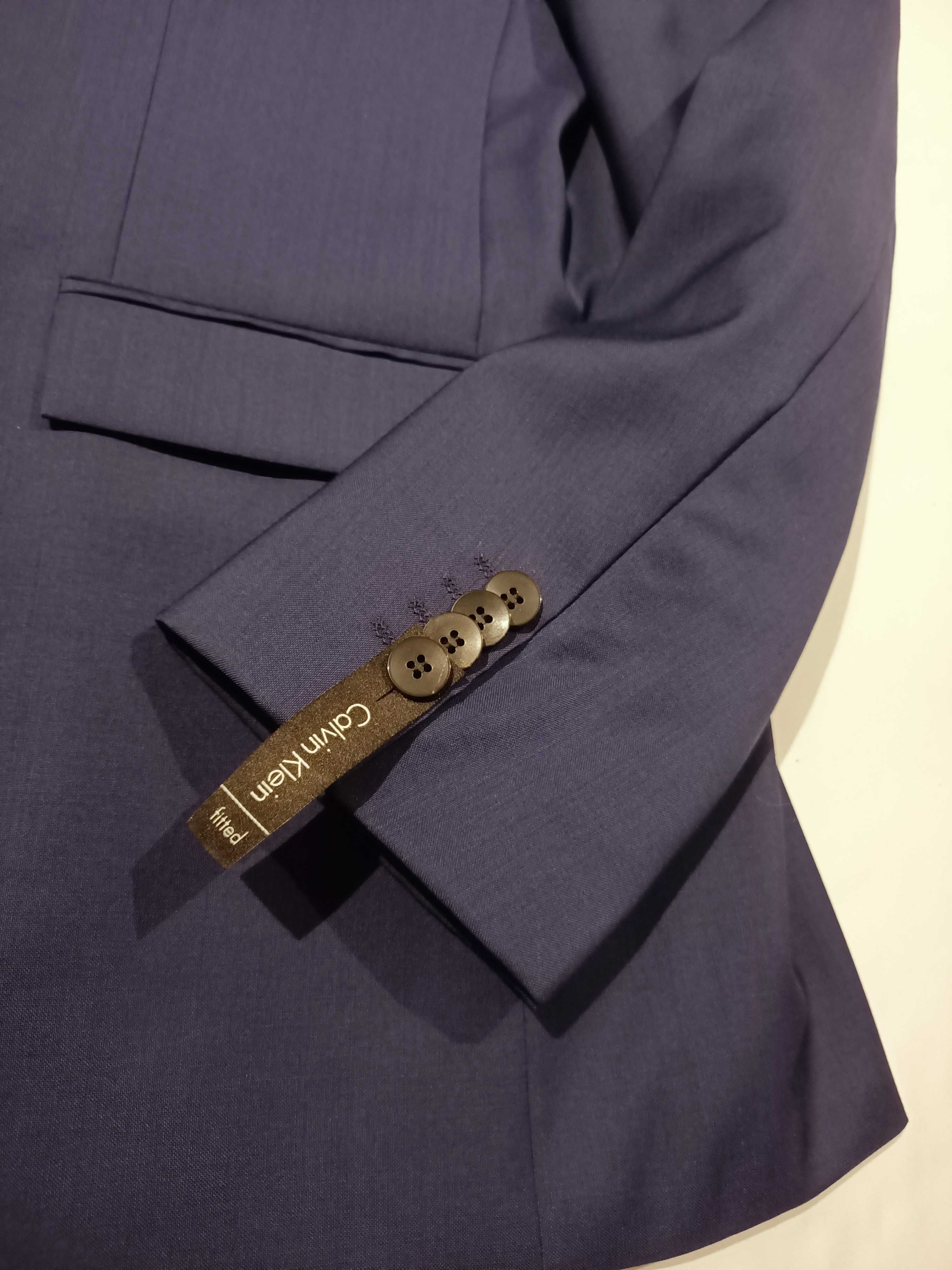 CALVIN KLEIN marynarka wełna 100's rozm. 102 - Indigo