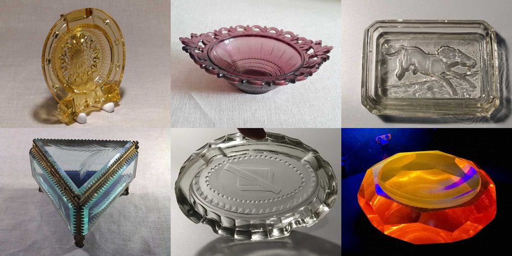 СТАРИННЫЕ пепельницы шкатулка конфетница Цветное фацетное стекло СССР