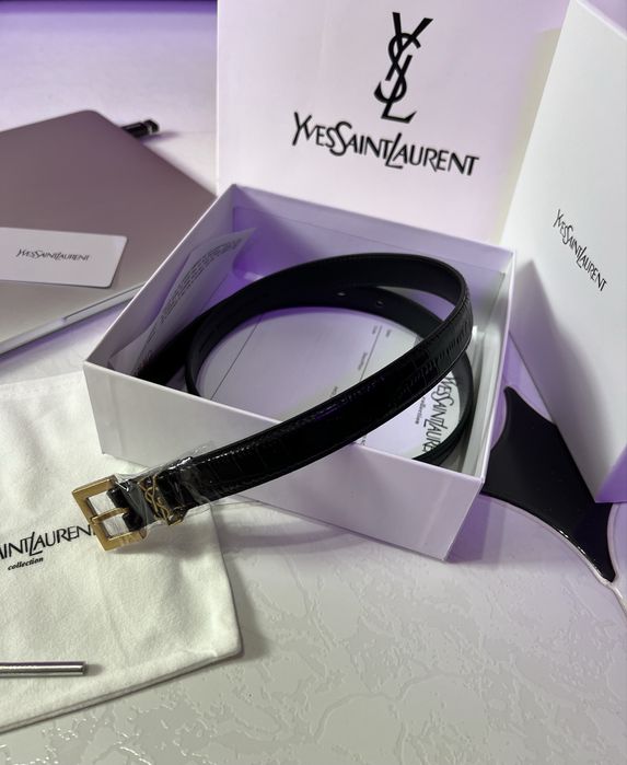 Ремень YSL Yves Saint Laurent Belt Gold Croco 2.0 Ив Сен Лоран премиум