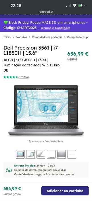 Dell Precision 3561 15-inch (2021) - Core i7-11850H 32GB SSD 1000GB