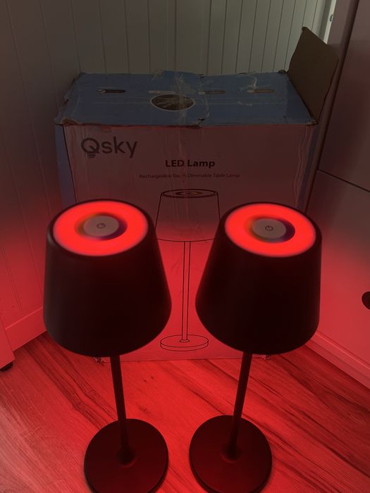 Qsky lampa lampki stołowa LED 2 sztuki akumulatorowa