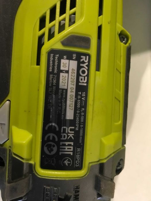 Шуруповерт Ryobi ONE+R18PD3 акумуляторний комбінований дриль з Англії