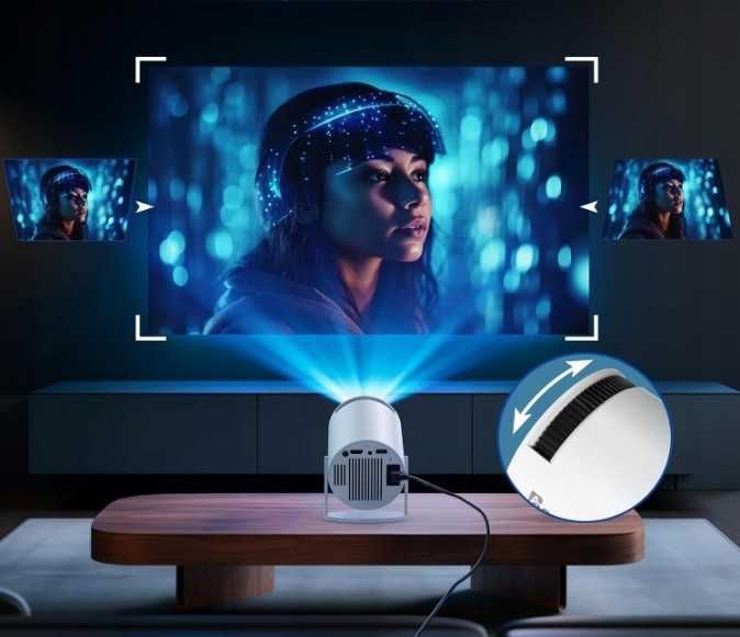 MINI PROJEKTOR RZUTNIK przenośny 4K led kabel hdmi wifi bluetooth