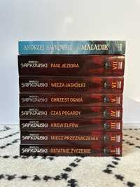 Andrzej Sapkowski saga Wiedźmin tomy 1-7 plus Meladie jak nowe