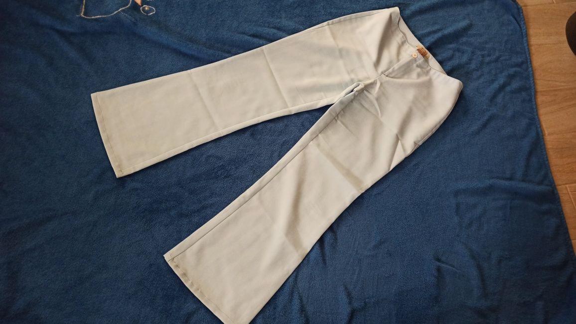 Spodnie damskie Zara 40 L błękitne szerokie nogawki