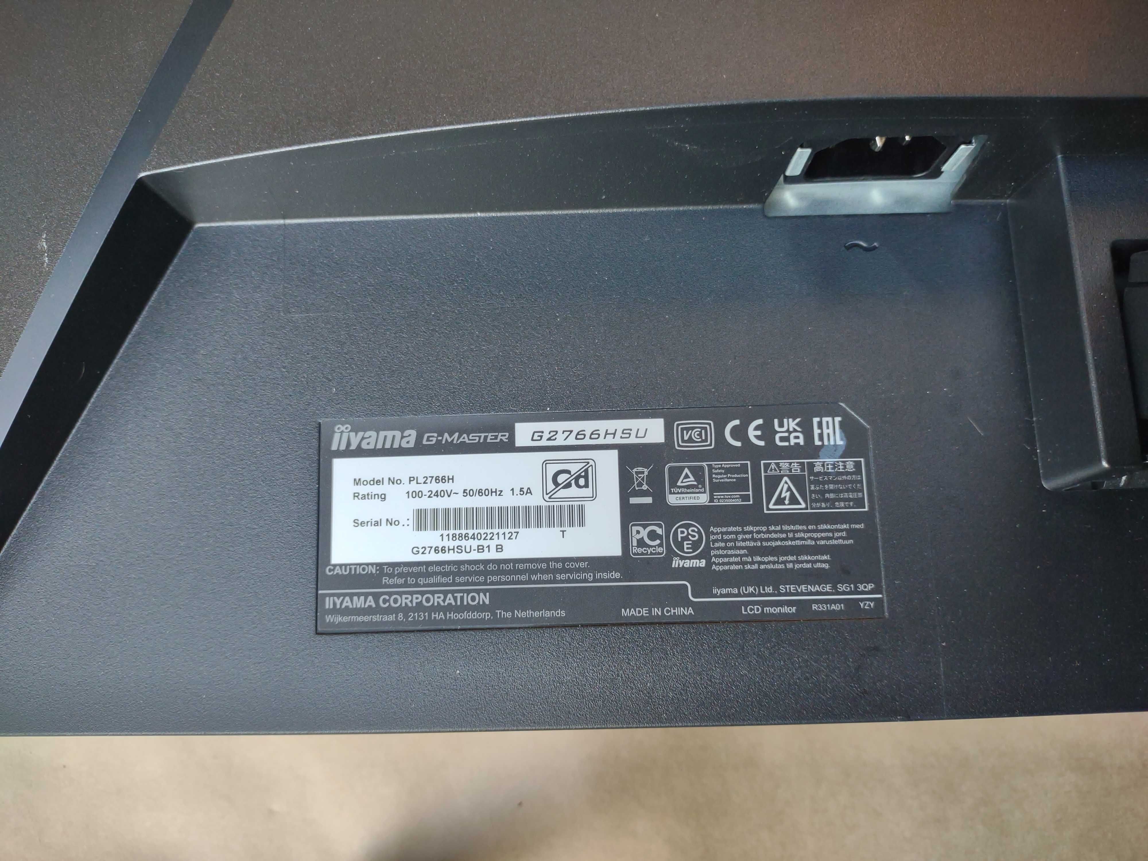 Monitor Iiyama 27", model G2766HSU-B1. Uszk. matryca.