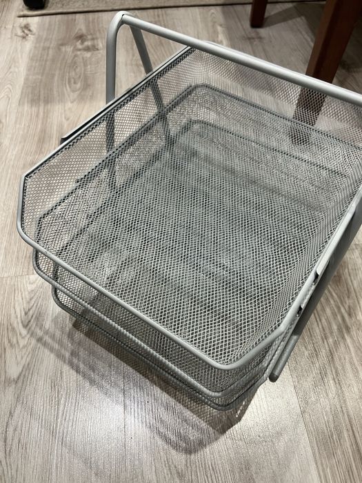 Zestaw 3 półek szuflad metalowych siatka na biurko Srebrny mat