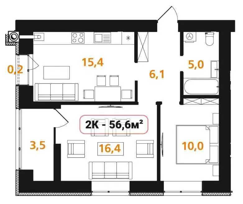 2 кімнатна в ЖК Опришівська Слобода
