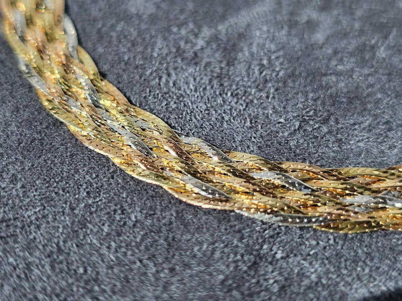 Золотая цепь, колье Коса из трёх цветов золота