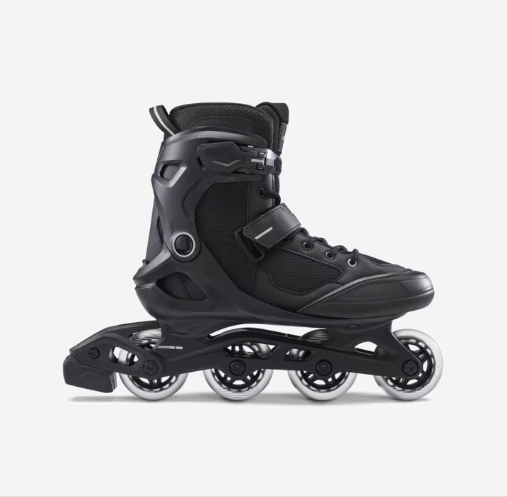 Patins em Linha Adulto FIT100 Preto e Prateado 42