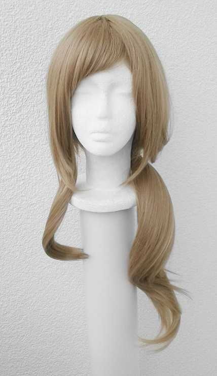 Lisa Genshin Impact brązowa piaskowa blond peruka z kitką cosplay wig