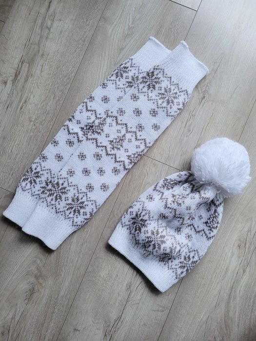 Komplet dziewczęcy czapka i ocieplacze 158 - 164 cm - NOWE