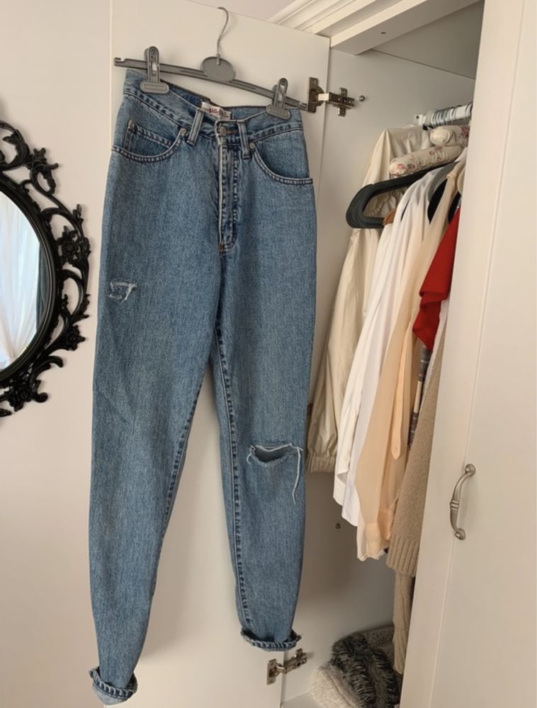 spodnie boyfriend mom jeans dżinsy z wysokim stanem boyfriendy vintage