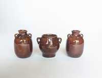Zestaw trzech wazoników miniaturek ceramika PRL