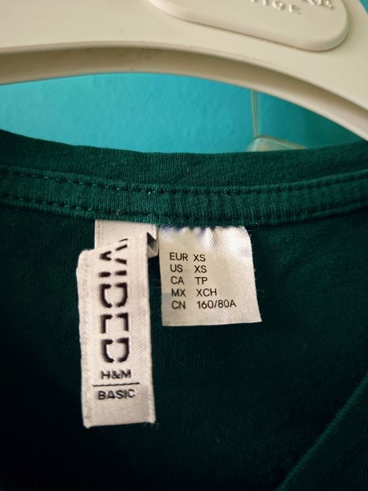Ciemnozielony top H&M basic XS 34