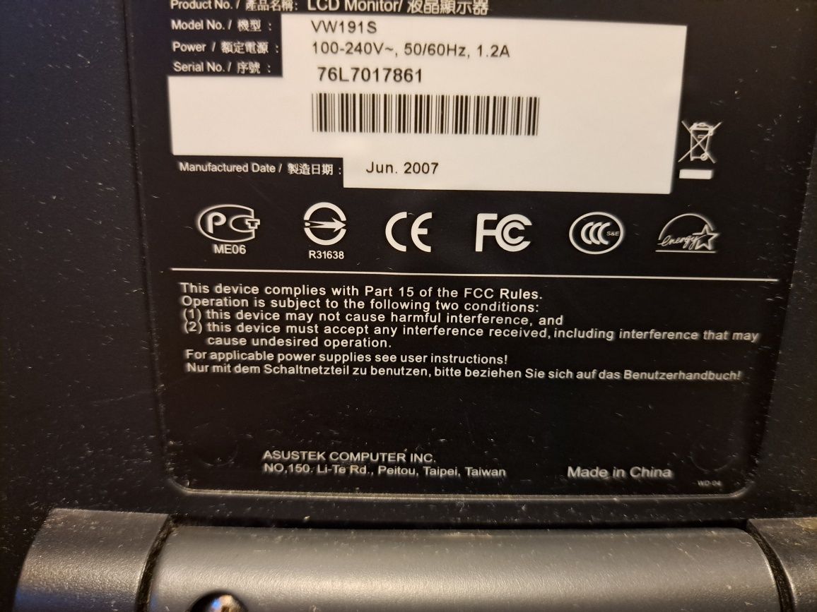 Monitor LCD 15" Asus
