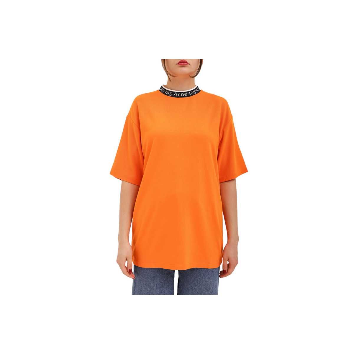 Футболка Acne Studios Logo cotton jersey T-shirt Orange