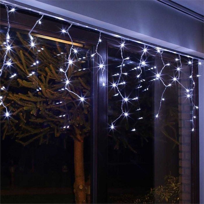 БІЛЕ СВІТЛО! Вулична Бахрома. Гирлянда LED белый кабель хвойная лапа