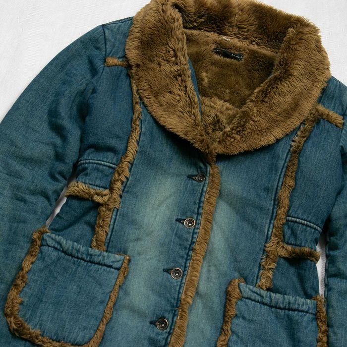 y2k Penny Lane Denim Coat kurtka jeansowa z futerkiem S ocieplana